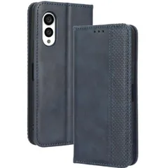 arrows N ケース 手帳 F-51C アローズn チェック柄 合革 レトロ 手帳 ケース 【Color】 ネイビーのサムネイル