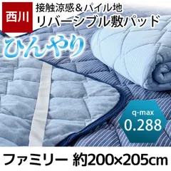 【在庫限り】西川 接触冷感＆タオル地リバーシブル敷パッド ワイドキング（ファミリー） 200×205cm 新品【9K-PM98001224】のサムネイル