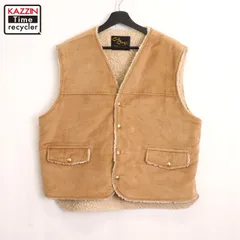 80s vintage ベロア・裏地ボア ベスト メンズ XLサイズ相当 ビッグサイズ オーバーサイズ