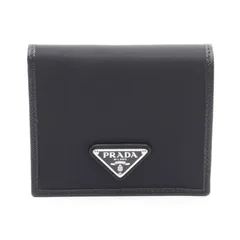 プラダ PRADA 札入れ 2MO0042DMHF0002 ブラック ナイロン レザー 二つ折財布 メンズ 新品