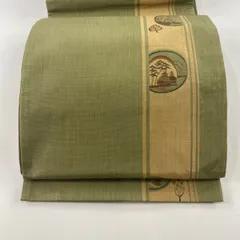 新品　袋帯 名品 木屋太 落款 幾何学 緑 六通 正絹 新品 袋帯 名品 木屋太 落款 幾何学 緑 六通 正絹 新品 袋帯