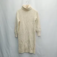 ◇ ⊇ UNITED ARROWS タートルネック ミドルゲージ ニット 長袖 ひざ丈 ワンピース サイズ38 アイボリー レディース E  【1505130001600】