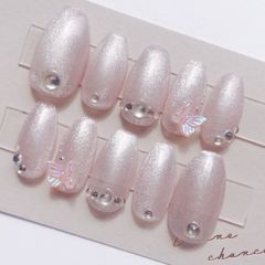 イニシャル☆ ツイード リボン ハート ワンホン韓国 ガーリー ネイル