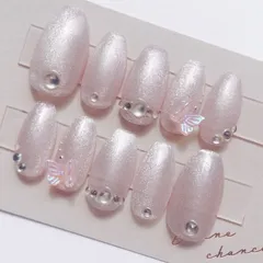 【現品/サイズオーダー】ネイルチップ マグネット キラキラ 蝶々 オーロラ きれいめ シンプル 大人 韓国 ワンホン