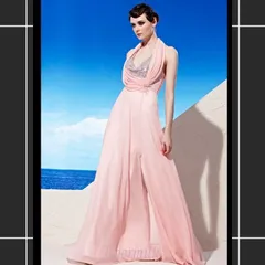 ★新品★Coniefox◆ビーズライン装飾シフォンゴージャスドレス※ピンク★パーティードレス★発表会★結婚式系