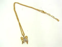 ■新品■未使用■ NINA RICCI ニナリッチ ラインストーン リボン ネックレス ペンダント アクセサリー レディース ゴールド系 DG9778