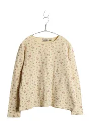 【お得なクーポン配布中!】 90's エルエルビーン 織柄入り 長袖 Tシャツ レディース M / オールド コットン 花柄 カットソー ロンT アンダーシャツ インナー ゆったり