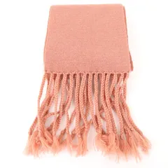 ラシット マフラー 無地 スリム ウール100％ イタリア生地 フリンジ ブランド 小物 レディース ピンク russet 【中古】のサムネイル