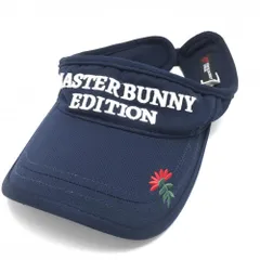 ★特価★【超美品】マスターバニー サンバイザー ネイビー×白 立体ロゴ 花刺しゅう FR ゴルフウェア MASTER BUNNY EDITION