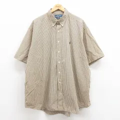 XL/古着 ラルフローレン 半袖 ブランド シャツ メンズ 90s ワンポイントロゴ BLAKE 大きいサイズ ロング丈 コットン ボタンダウン 黄 イエ