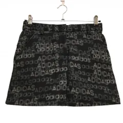 【超美品】アディダス スカート グレー×白 ロゴ総柄 ストレッチ 裏起毛 インナーパンツ付き レディース S ゴルフウェア adidas