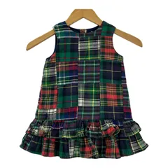 RALPH LAUREN ラルフローレン チェックフリルワンピース size90/グリーン系