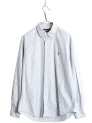 【お得なクーポン配布中!】 00s ラルフローレン ストライプ オックスフォード 長袖 ボタンダウン シャツ メンズ L オールド ポロ 長袖シャツ ワイシャツ ワンポイント