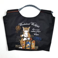 【新品】 刺繍トート トラベル・黒 942124 わちふぃーるど 猫のダヤン トートバッグ 軽量 おしゃれ エコバッグ  猫 ねこ かわいい おしゃれ