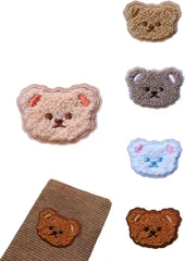 LYHMHAMY ワッペン 刺繍シール【5枚セット】 刺繍ワッペン パッチ アップリケ 熊 動物 可愛い装飾 おしゃれ 手作り 補修 DIY服 女の子 男の子 保育園 幼稚園 衣類 手袋 手帳 飾り(5色)