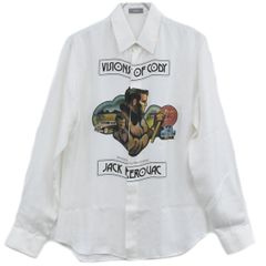 本物 ディオール DIOR ジャック ケルアック Visions of Cody シャツ 長袖 トップス 39 シルク アイボリー メンズ 衣類 洋服 中古 【フォロー割】