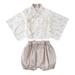 【新品】 [Akarinca] ベビー 着物 和装 ボーイズ ボタニカル 袴ロンパース はかま セパレート 男の子 和風 きもの 着物 初節句 端午の節句 子供の日 こどもの日 ナチュラル 花柄 カバーオール 和服 赤ちゃん ベビー服 70 80 90サイ 1