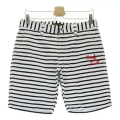 サイズ：M ROUGH&SWELL ラフアンドスウェル 2023年モデル 裏メッシュ ハーフパンツ ボーダー柄 ホワイト系 [240101385517]# ゴルフウェア メンズ ストスト