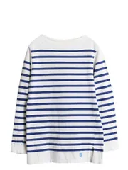 【お得なクーポン配布中!】 フランス製 オーシバル バスクシャツ メンズ S レディース M 程 古着 コットン カットソー 長袖 Tシャツ ボーダー ボックス ツートン 青 白