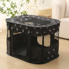猫用品 ケージ 折り畳み 黒 ブラック カラーバリエーション かわいい 軽量 簡易移動 Mサイズ 蚊対策 メッシュ 通気性 ペットサークル 小動物 子犬 ペットハウス 小型犬