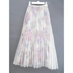 ◇ ◎ ●未使用● eimy istoire タグ付き 花柄 ロング プリーツ スカート サイズF ライトベージュ マルチ レディース  【1201280001803】