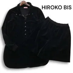 HIROKO BIS ヒロコビス ヒロココシノ ベロア★ ウール混 トップス&ショート パンツ セットアップ Sz.9T/63-90 レディース 黒のサムネイル