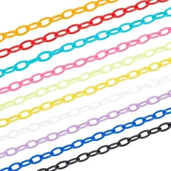 PH PandaHall 40本入り プラスチックチェーン 10色 チェーンリング カラフル リンクチェーン ハンドメイド 手芸用品 バッグ小物装飾 メガネ用 ストラップチェーン ジュエリー作り クラフト用品(カラフル,  長さ47～49cm)
