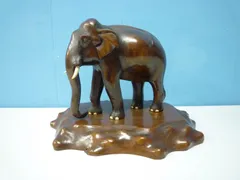 【縁起物】木彫り 象 ゾウ インテリア アンティーク