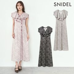 【爆速配送】【SALE40%OFF】【即納】スナイデル SNIDEL ワンピース 25春夏 ラッフルカラーワンピース ロング丈 半袖 ドレス 花柄 フリル swfo252003