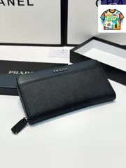【今日特価】Prada プラダ クロスグレイン牛皮財布 原版素材使用、精緻な車線仕上がり