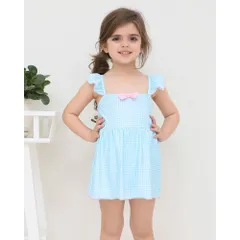 ☆ B×ブルー ☆ 130cm ☆ キッズ水着 女の子 ワンピース オールインワン キッズ 水着 女の子 ワンピース スイムウェア キッズ水着 オールインワン みずぎ 子供水着 キャミソール ノースリーブ フリル?リボン こども 子供 子ども 水遊び ガールズ