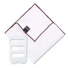 【特売】[Tonbobo] ポケットチーフ リネン 麻 100％ メンズ ハンカチ 縁取り ホワイト 無地 紳士 おしゃれ プレゼント 結婚式 フォーマル ビジネス カジュアル 冠婚葬祭 型崩れ 防止【ホルダーと折り方ガイド 付き】