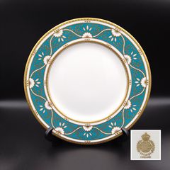 【超美品】Minton（ミントン）ディナープレート 27cm お皿 豪華 盛上げ 金彩 ターコイズブルー 箱付きY001