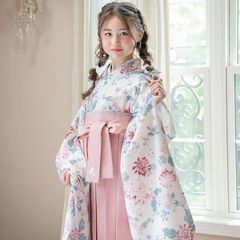 【HAKAST27-B1】着付け簡単袴セット 刺繍入り 京都絵師描き下ろし本格柄　～ダリアベージュ×桃袴[B1]～　キャサリンコテージ　TAK　小学生　袴　卒業式　セット