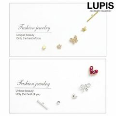 ピアス レディース セット シンプル バタフライ スター ハート リボン バー ワンポイント かわいい ガーリー フェミニン 上品 韓国 韓国っぽ lupis ルピス v2561