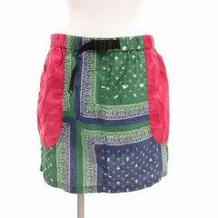 マナスタッシュ Manastash ミニスカート 台形 アジャスターベルト 総柄 麻 リネン M マルチカラー /TZ 1026 ■GY09