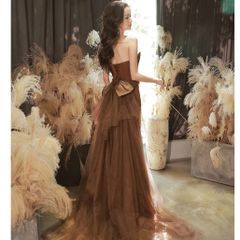 パーティードレス 結婚式 袖なしドレス 立ち襟 ロングドレス マキシ丈