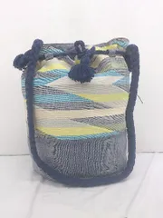 ◇ People Tree CRAFT 総柄 オーガニックコットン ショルダー バッグ ネイビー マルチ レディース P  【1306160010538】