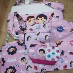 S93690 ペコちゃん  ショルダーバッグ  セカンドバッグ ハンドメイド ポーチ 5点セット 鞄 まとめ 美品