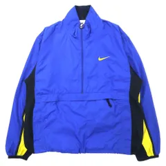 NIKE 90年代 アノラックジャケット ハーフジップ ナイロンジャケット M ブルー ポリエステル メッシュ切り替え 銀タグ スウォッシュロゴ刺繍