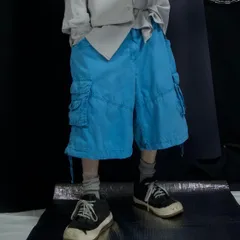 00s SevenSouls Turquoise Blue Technical Parachute Baggy Cargo Shorts