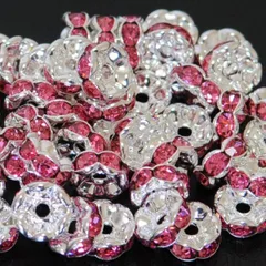 50個　ローズ　波ロンデル　　(サイズ　5mm 6mm 7mm 8mm 、台座カラー　シルバー　ゴールド　選択可能) スペーサー　ブレスレット　アンクル　ネックレス　イヤリング　ピアス　ハンドメイド　アクセサリー　パーツ