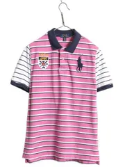 【お得なクーポン配布中!】 ビッグポニー ポロ ラルフローレン ボーダー 鹿の子 半袖 ポロシャツ キッズ XL レディース M 程 古着 半袖シャツ カットソー ワンポイント