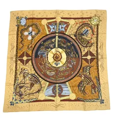 美品 HERMES エルメス シルクスカーフ カレ90 REVE D'AUSTRALIE オーストラリアの夢 イエロー