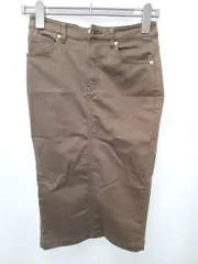 ◇ Θ nano universe ナノユニバース ストレッチ 膝下丈 タイト スカート サイズ36 ブラウン レディース E  【1506110012432】