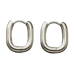 【シルバー × Sサイズ】[Cream dot. クリームドット公式]ステンレス製 フープ 金属アレルギー つけっぱなし サージカルステンレス 2サイズ オーバル 中折れ キャッチレス 開閉式 大人