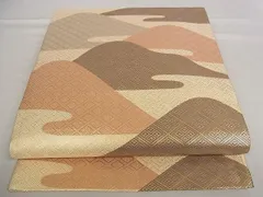 平和屋着物■本場筑前博多織　佐賀錦　全通柄袋帯　遠山重ね文　金糸　正絹　逸品　A-pf5460