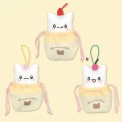 はなまるおばけ　はなまるっ！ベーカリーなの プチケーキ風マスコット 全３種セット（舌ぺろ、キラキラ、口開け）サイズ約11cm