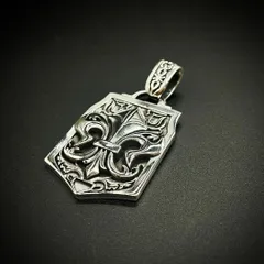 フレアリス 紋章 シルバー925 ペンダントトップ 重厚 ユリ 百合 925刻印 シルバー silver チャーム ネックレストップ スターリングシルバー BUBOON 銀 メンズアクセサリー