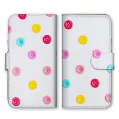 Galaxy A41 SC-41A SCV48 ケース 手帳型 ギャラクシーA41 スマホケース 携帯ケース ボタン ぼたん 手芸 装飾 カラフル ポップ パステルカラー 可愛い かわいい ホワイト 白色 カラー03
